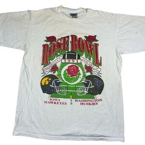 Vintage 1991 Rose Bowl Washington Huskies Iowa Hawkeyes single stitch t shirt XL